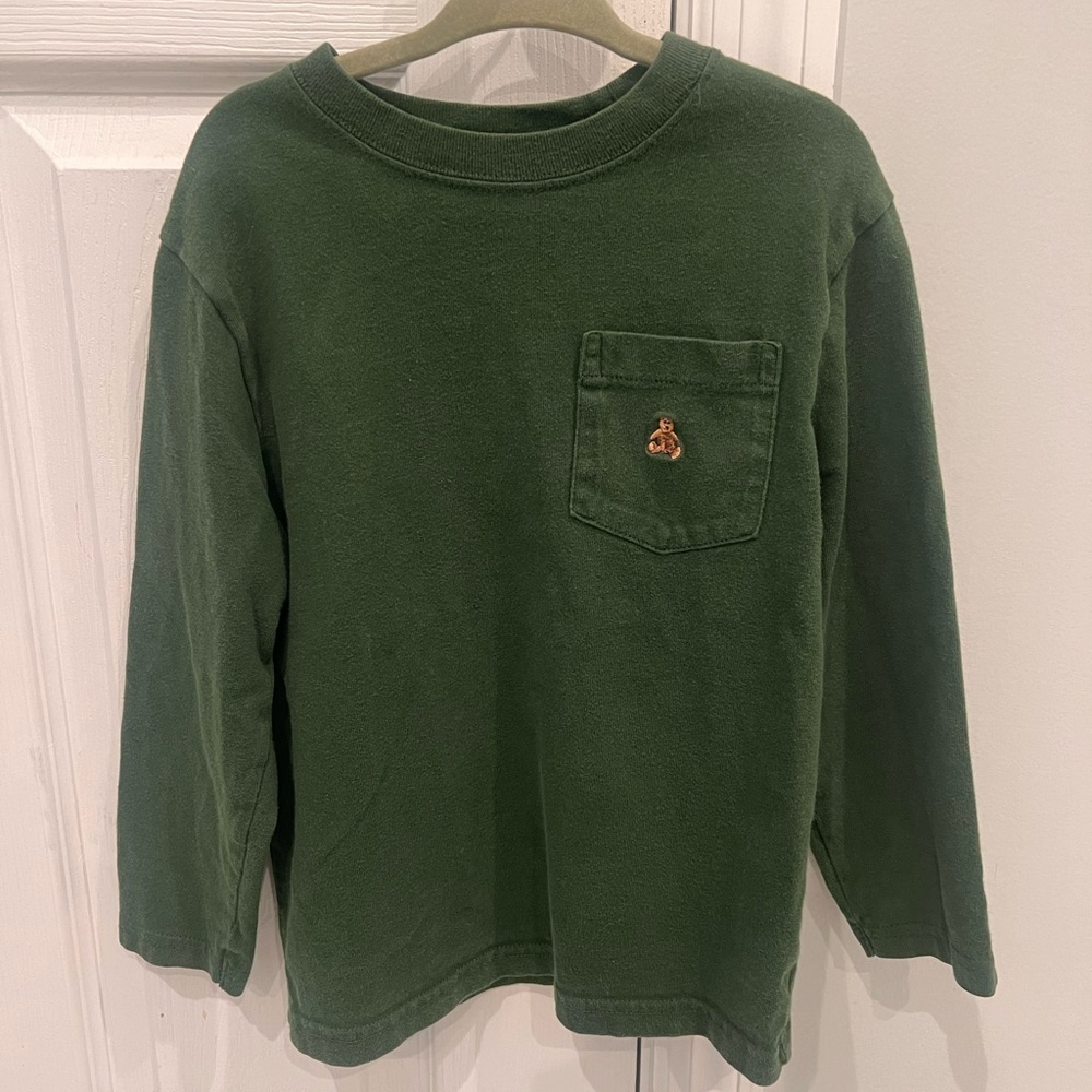 Youth boys dark green Gap long sleeve polo shirt
